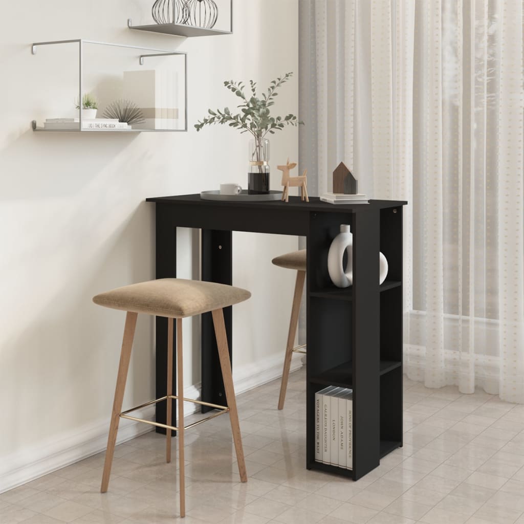 vidaXL Bar Table with Shelf Black 102x50x103.5 cm Engineered Wood