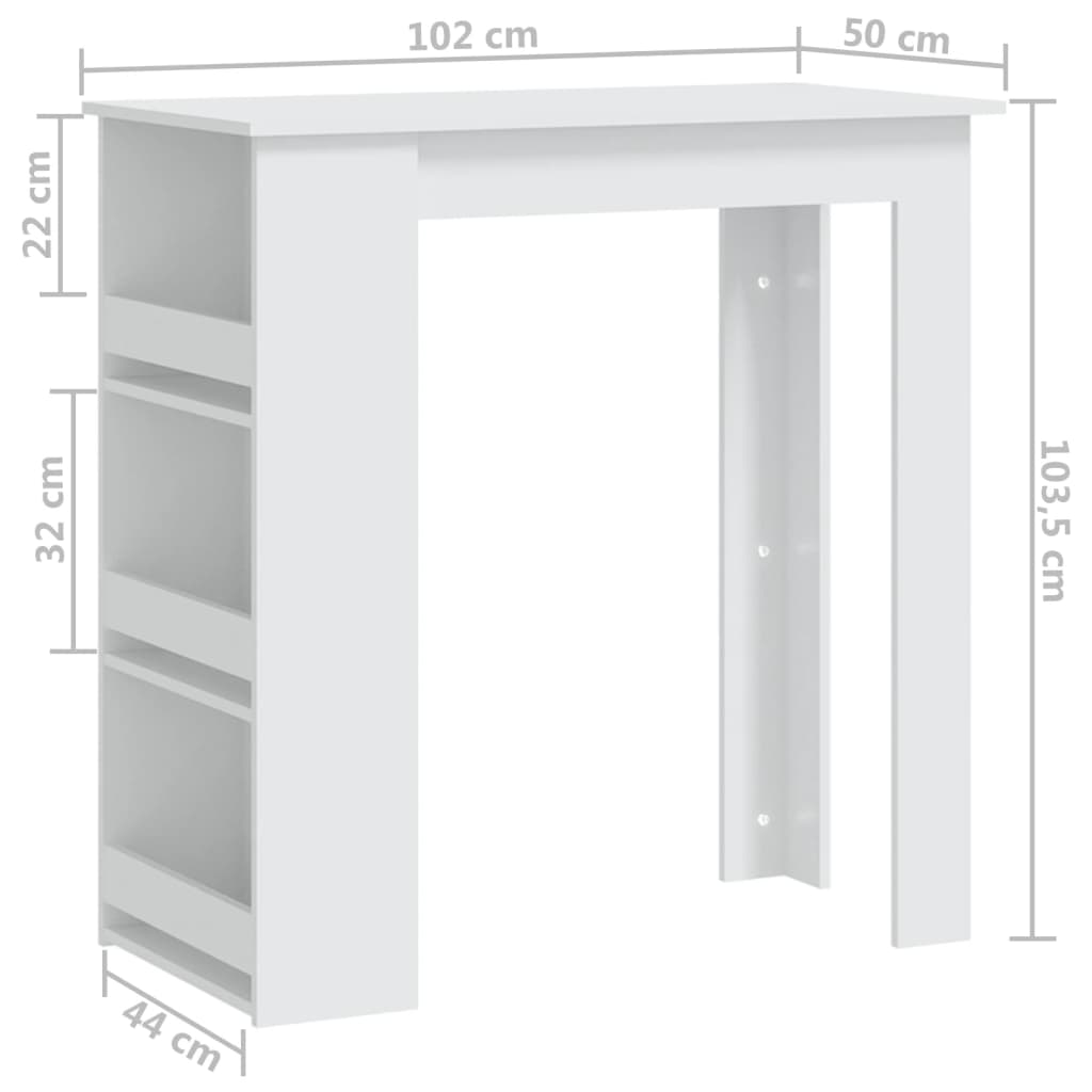 vidaXL Bar Table with Shelf Black 102x50x103.5 cm Engineered Wood