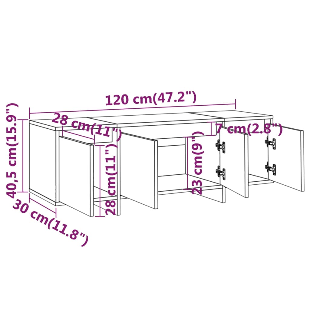 vidaXL TV Cabinet Black 120x30x40.5 cm Engineered Wood