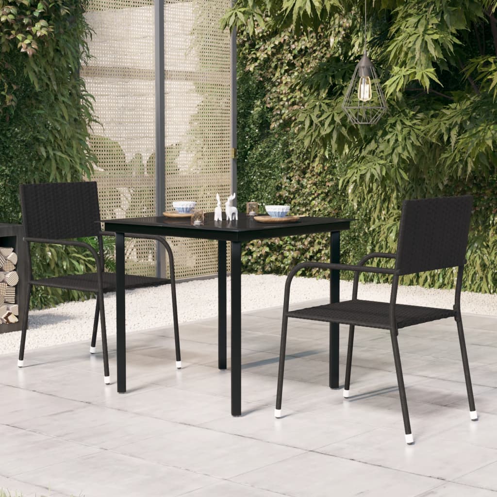 vidaXL Garden Dining Table Black 140x70x74 cm Steel and Glass