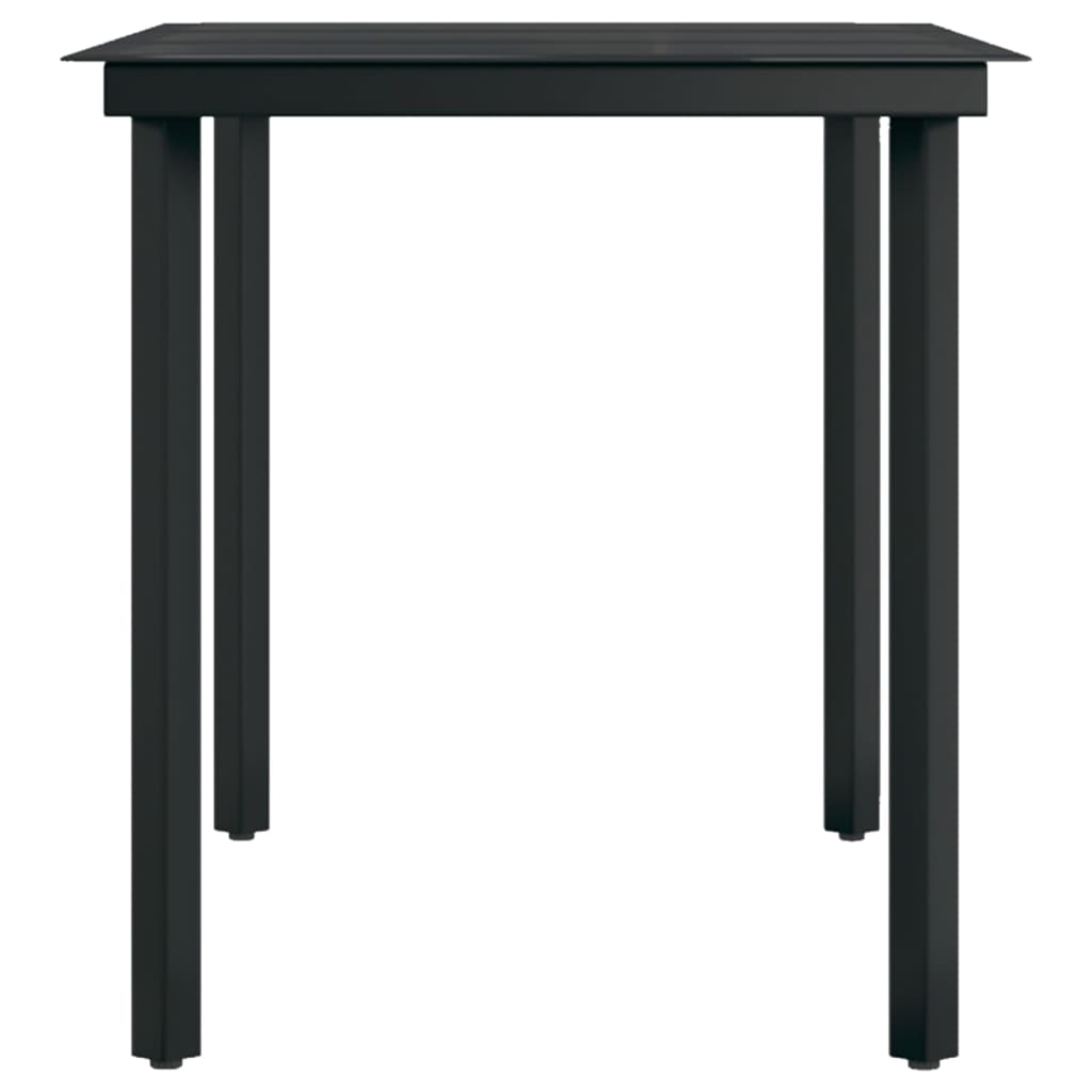 vidaXL Garden Dining Table Black 140x70x74 cm Steel and Glass