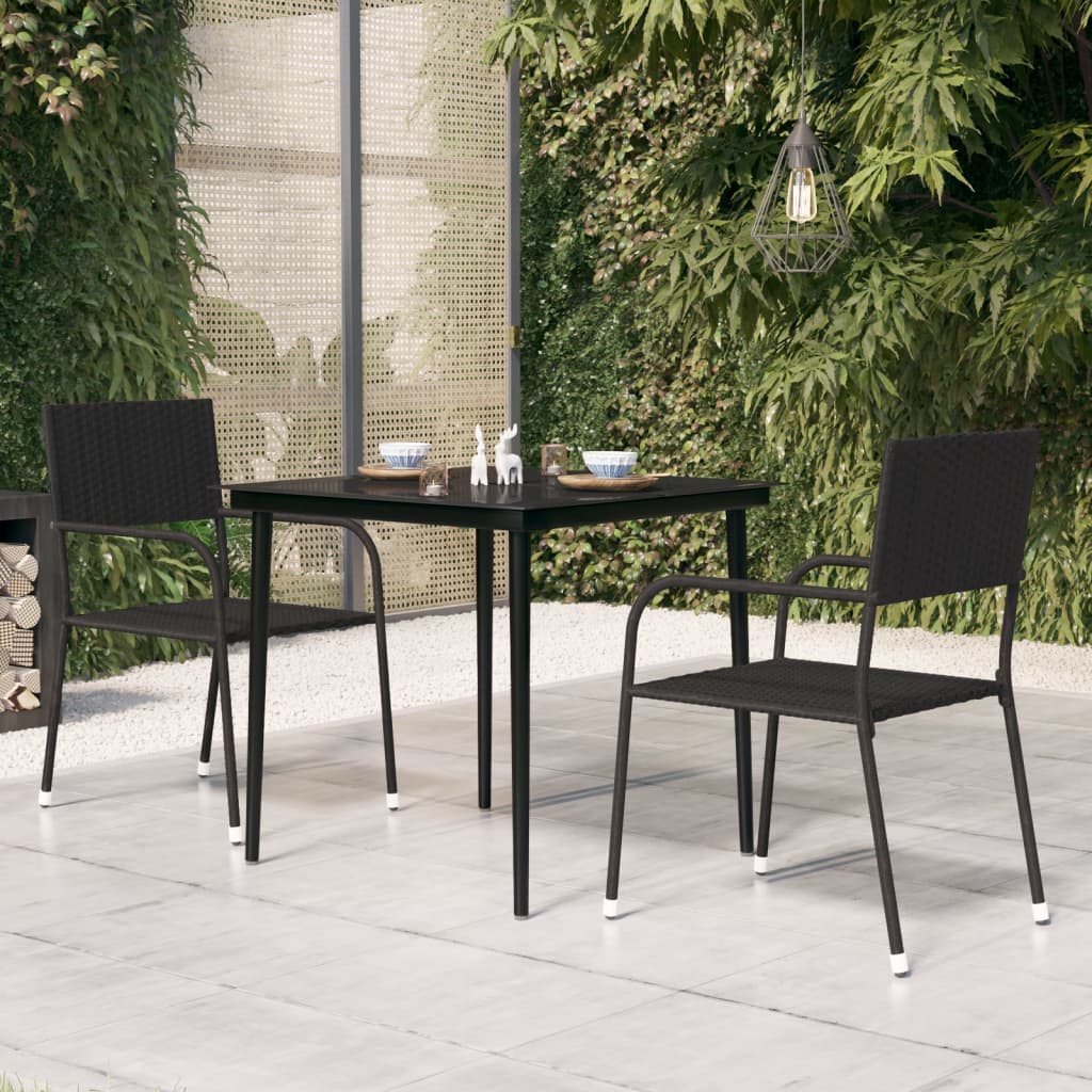 vidaXL Garden Dining Table Black 140x70x74 cm Steel and Glass