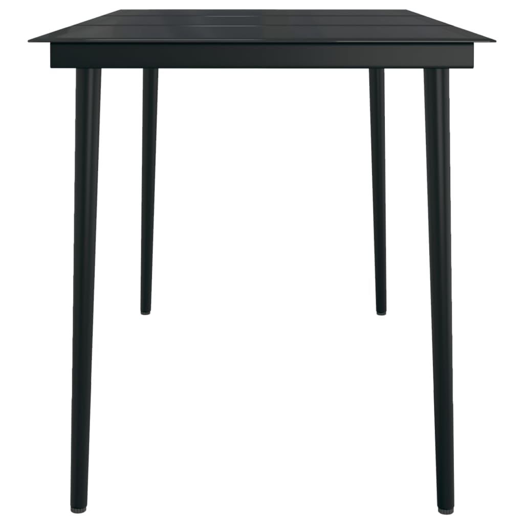 vidaXL Garden Dining Table Black 140x70x74 cm Steel and Glass