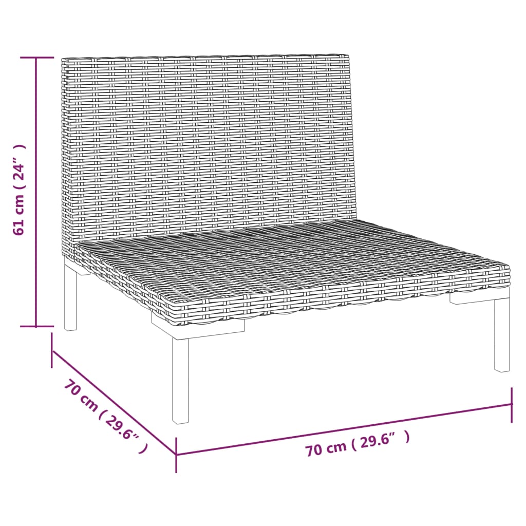 vidaXL Garden Sofa with Cushions Half Round Poly Rattan