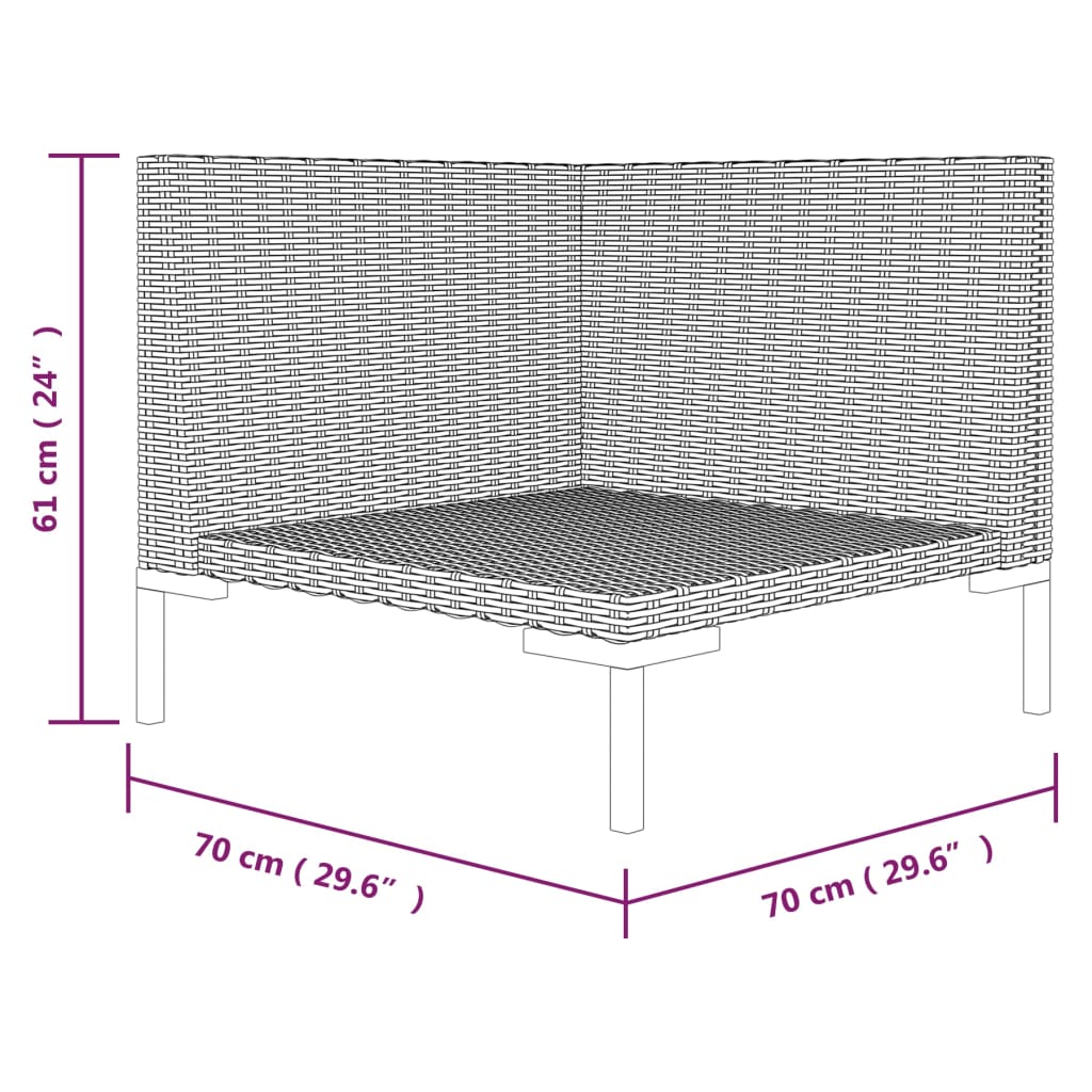 vidaXL Garden Sofa with Cushions Half Round Poly Rattan