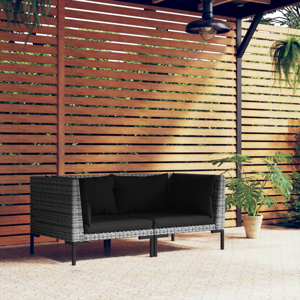 vidaXL Garden Sofa with Cushions Half Round Poly Rattan