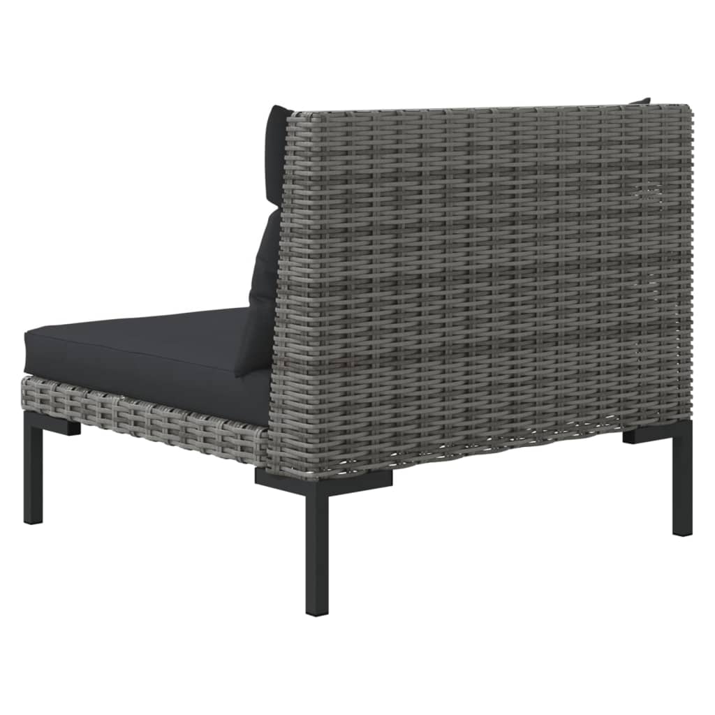 vidaXL 3 Piece Garden Lounge Set Dark Grey Half Round Poly Rattan