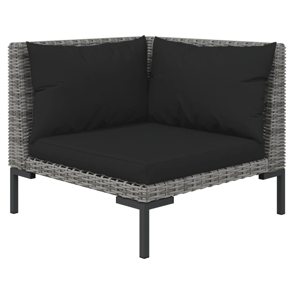 vidaXL 3 Piece Garden Lounge Set Dark Grey Half Round Poly Rattan