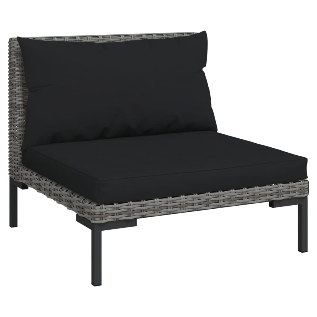 vidaXL 3 Piece Garden Lounge Set Dark Grey Half Round Poly Rattan