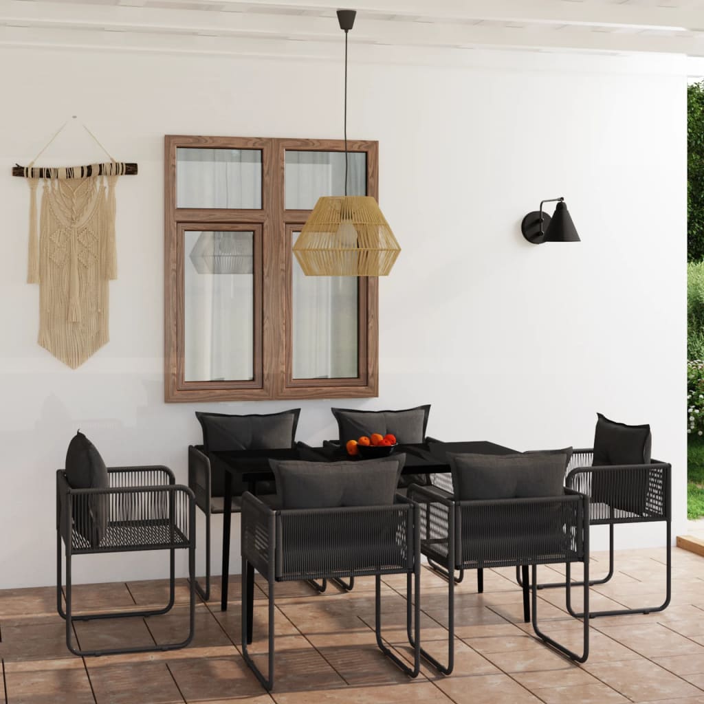 vidaXL 7 Piece Garden Dining Set Black