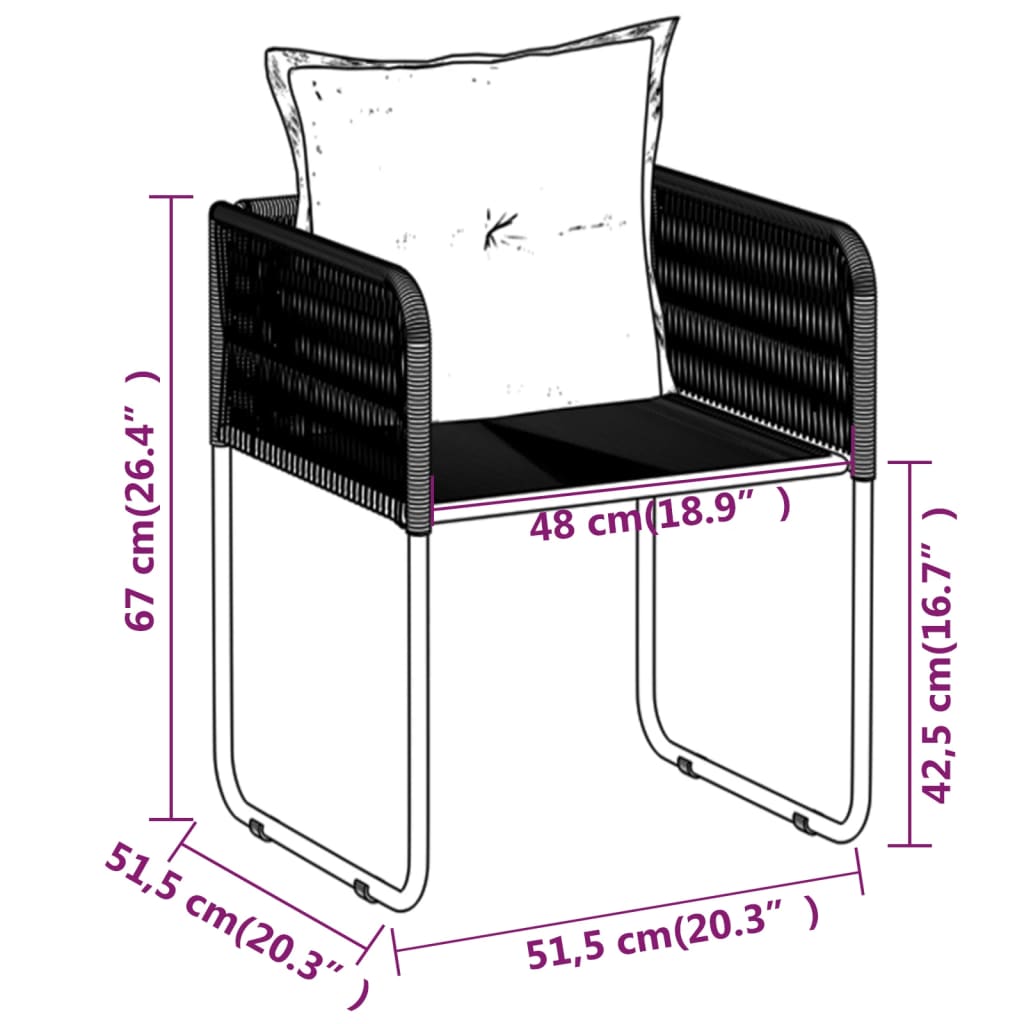 vidaXL 9 Piece Garden Dining Set Black