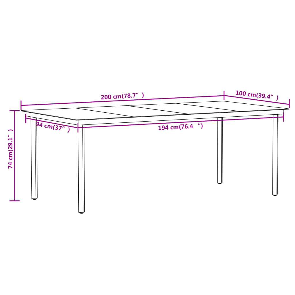 vidaXL 5 Piece Garden Dining Set Black
