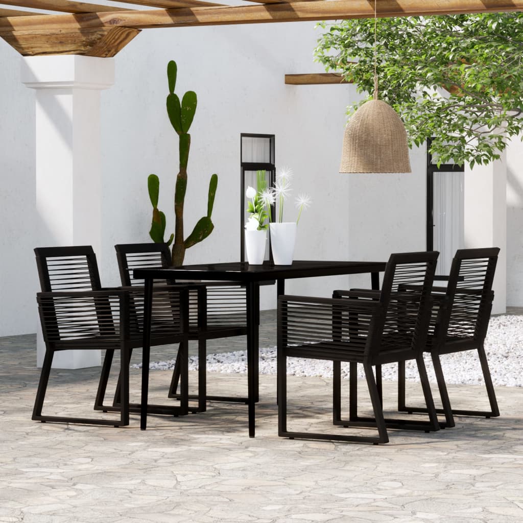 vidaXL 5 Piece Garden Dining Set Black