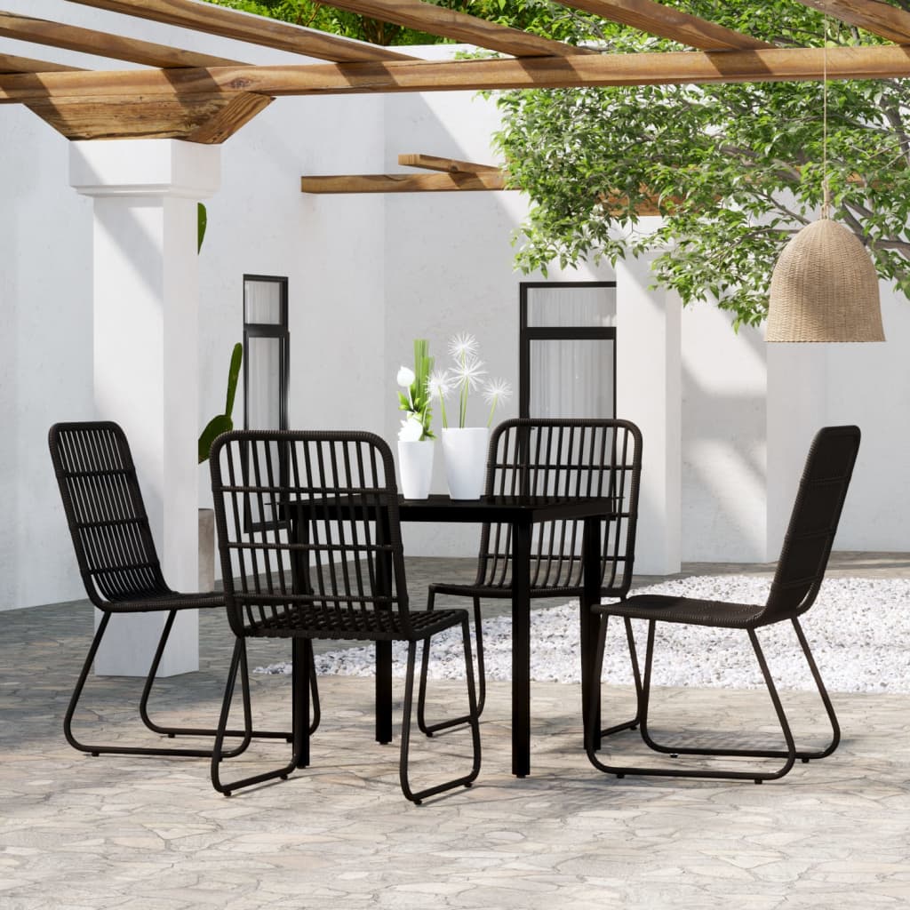 vidaXL 3 Piece Garden Dining Set Black