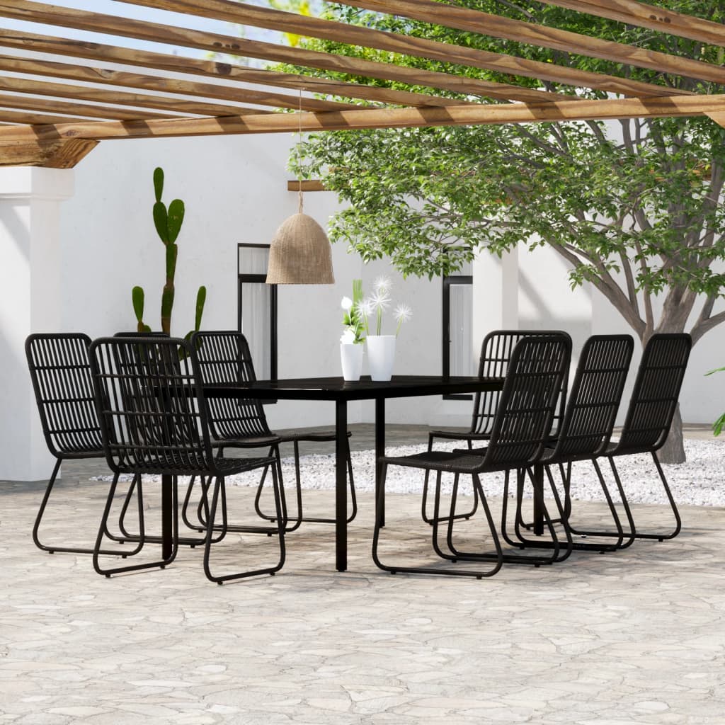 vidaXL 3 Piece Garden Dining Set Black