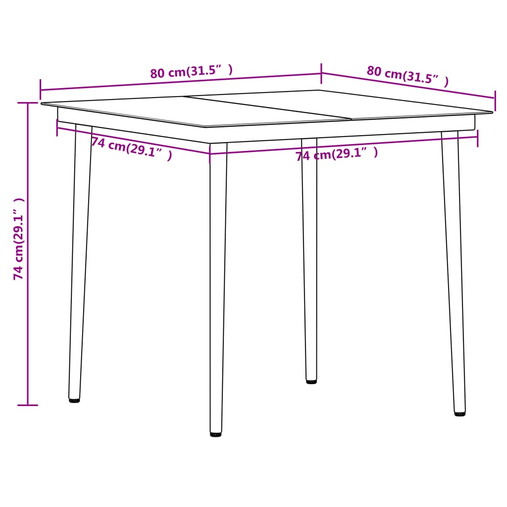 vidaXL 3 Piece Garden Dining Set Black