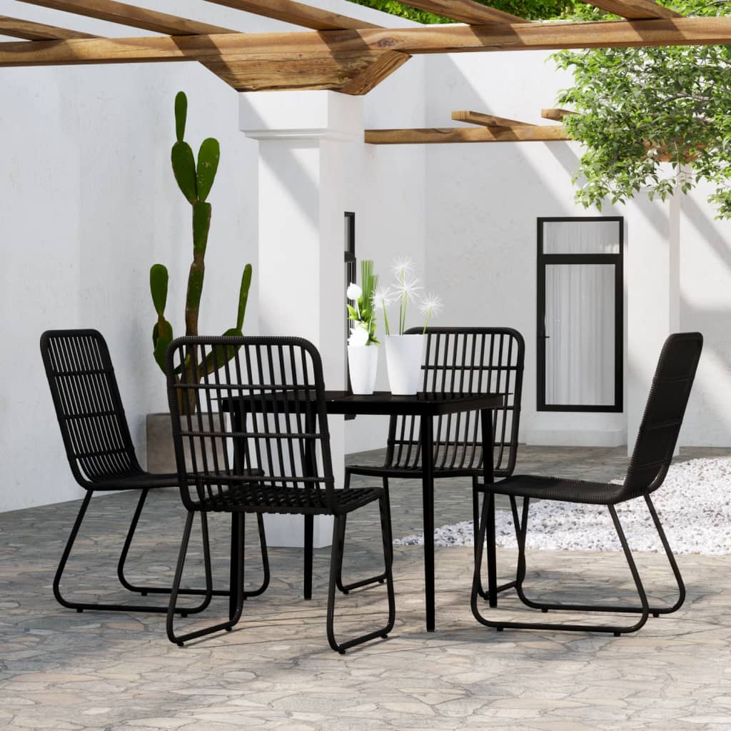 vidaXL 3 Piece Garden Dining Set Black