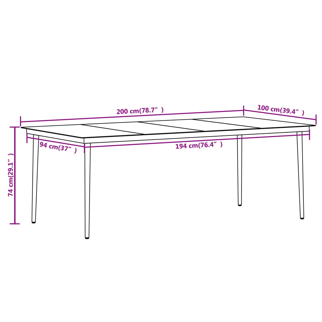 vidaXL 3 Piece Garden Dining Set Black