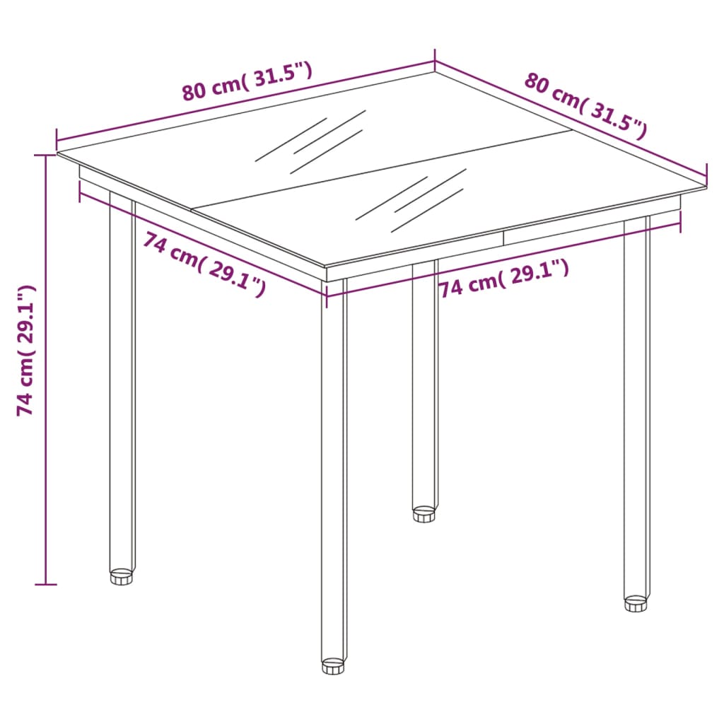 3 Piece Garden Dining Set with Cushions