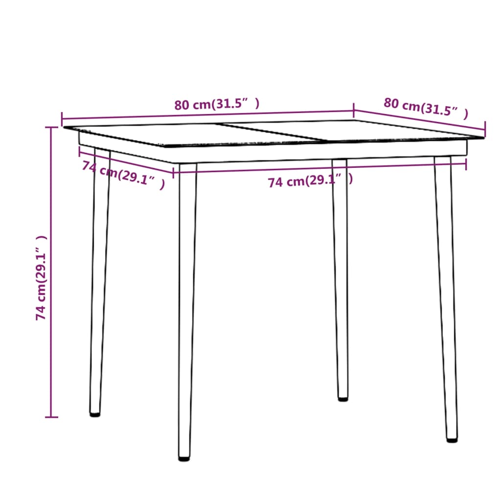 vidaXL 5 Piece Garden Dining Set with Cushions Black