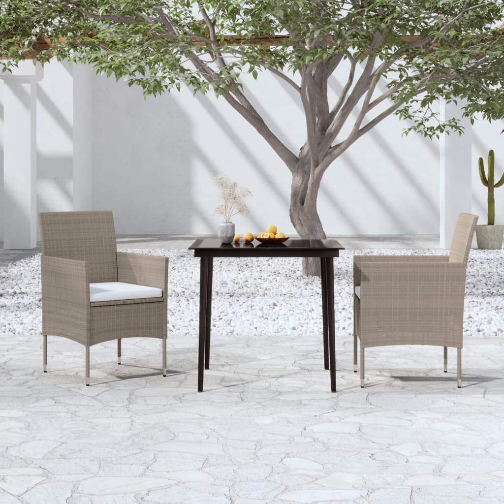 vidaXL 5 Piece Garden Dining Set with Cushions Black