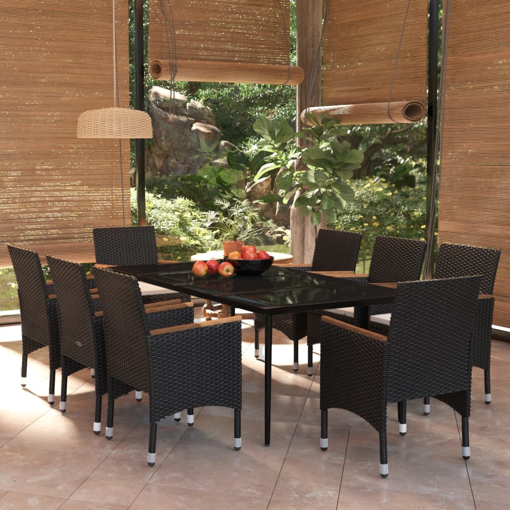 vidaXL 5 Piece Garden Dining Set with Cushions Black