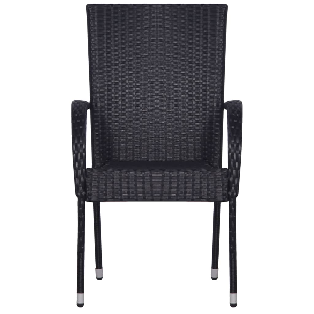 vidaXL 5 Piece Garden Dining Set with Cushions Black