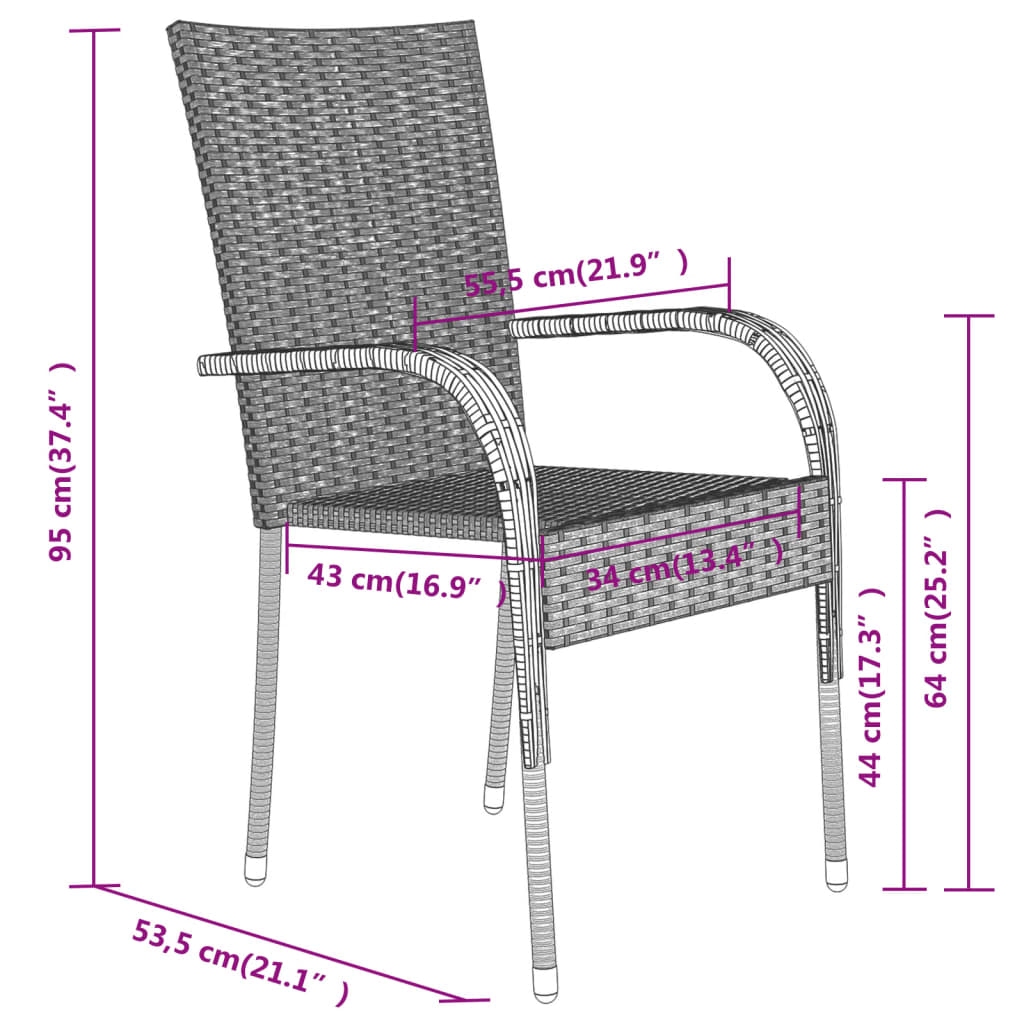 vidaXL 5 Piece Garden Dining Set with Cushions Black