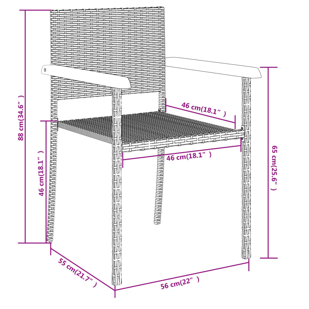 vidaXL 7 Piece Garden Dining Set Black