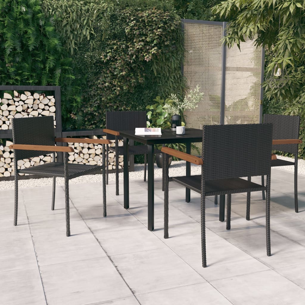 vidaXL 7 Piece Garden Dining Set Black