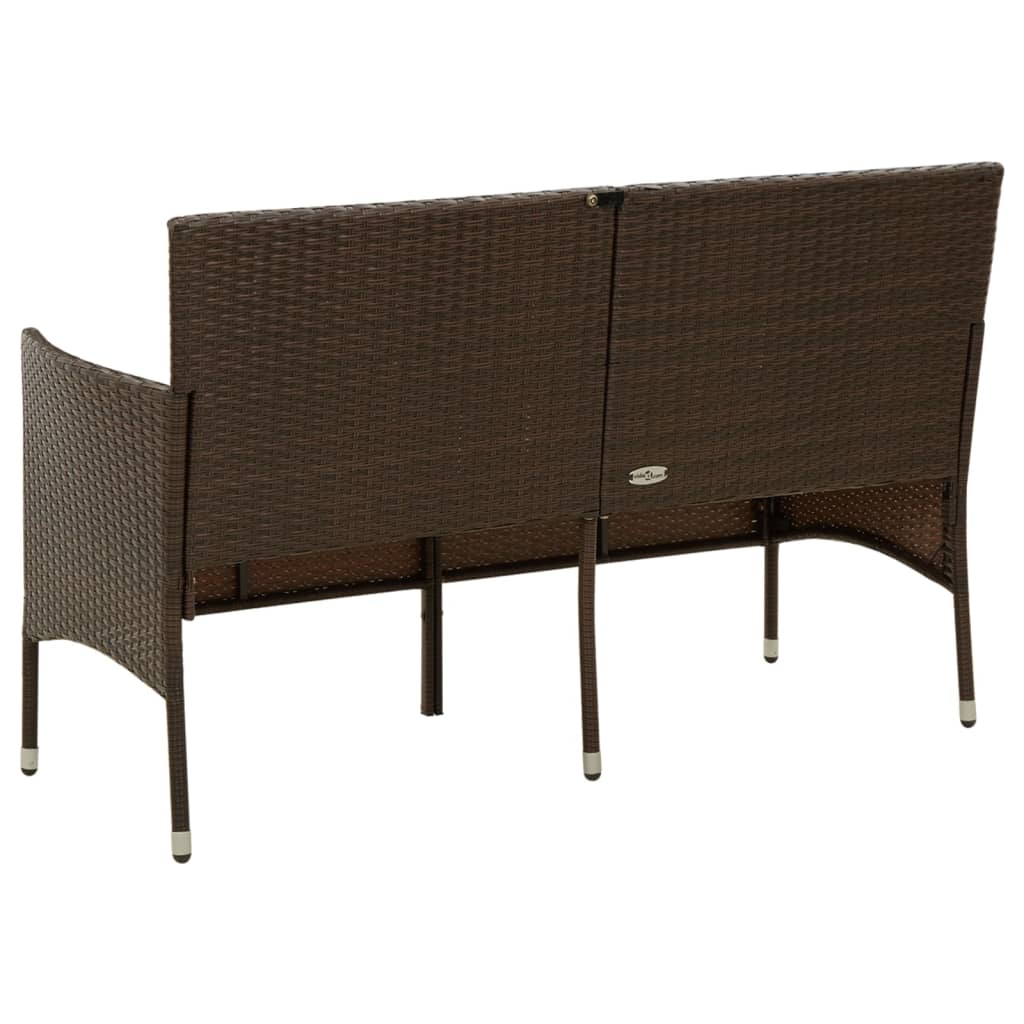 vidaXL 3-Seater Garden Sofa with Cushion Black Poly Rattan