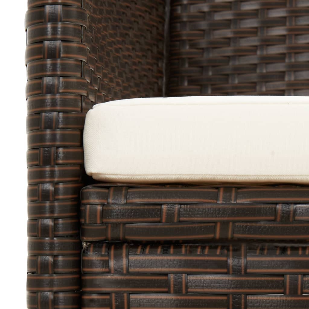 vidaXL 3-Seater Garden Sofa with Cushion Black Poly Rattan
