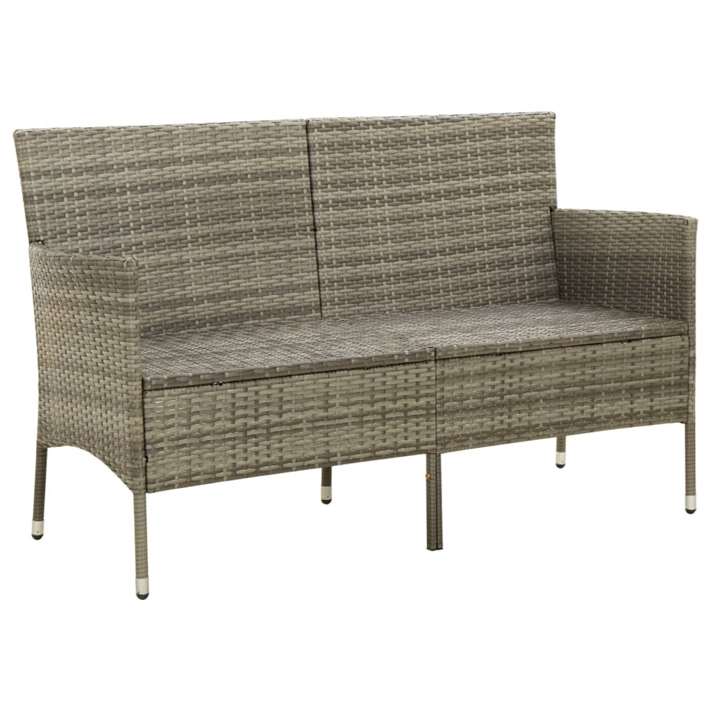 vidaXL 3-Seater Garden Sofa with Cushion Black Poly Rattan