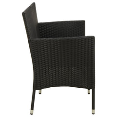 vidaXL 3-Seater Garden Sofa with Cushion Black Poly Rattan