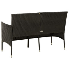 vidaXL 3-Seater Garden Sofa with Cushion Black Poly Rattan