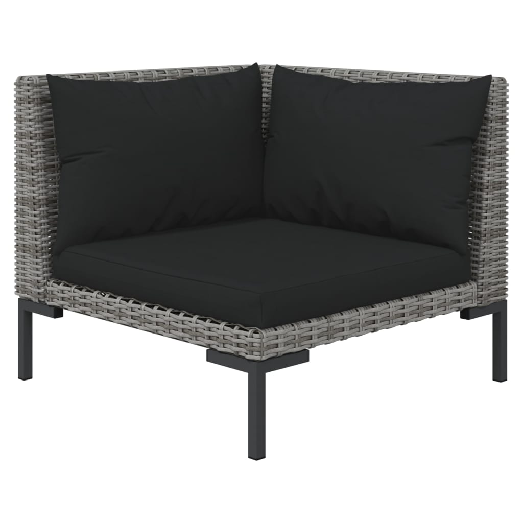 vidaXL 3 Piece Garden Lounge Set with Cushions Poly Rattan Dark Grey