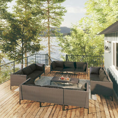 vidaXL 3 Piece Garden Lounge Set with Cushions Poly Rattan Dark Grey