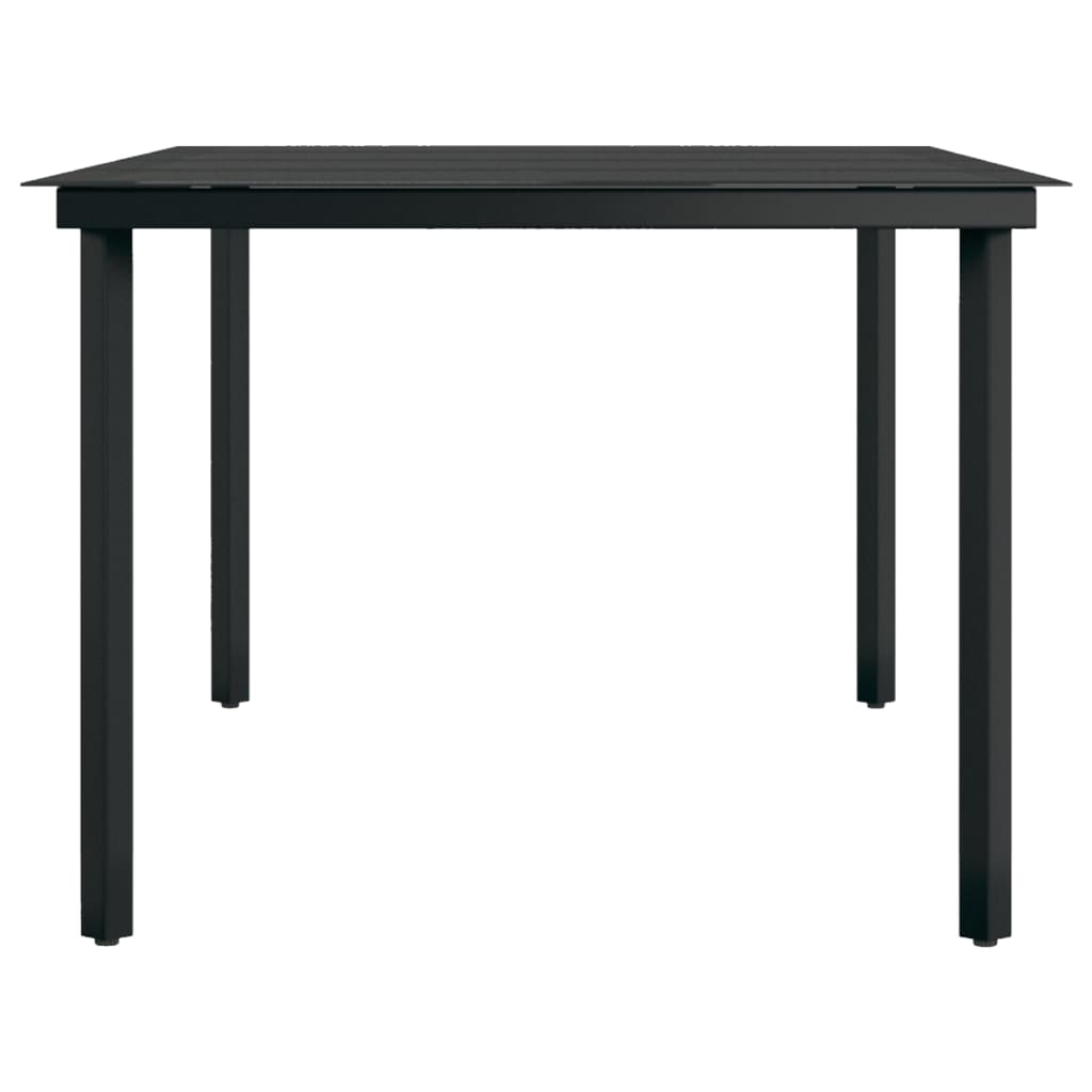 vidaXL Garden Dining Table Black 140x70x74 cm Steel and Glass