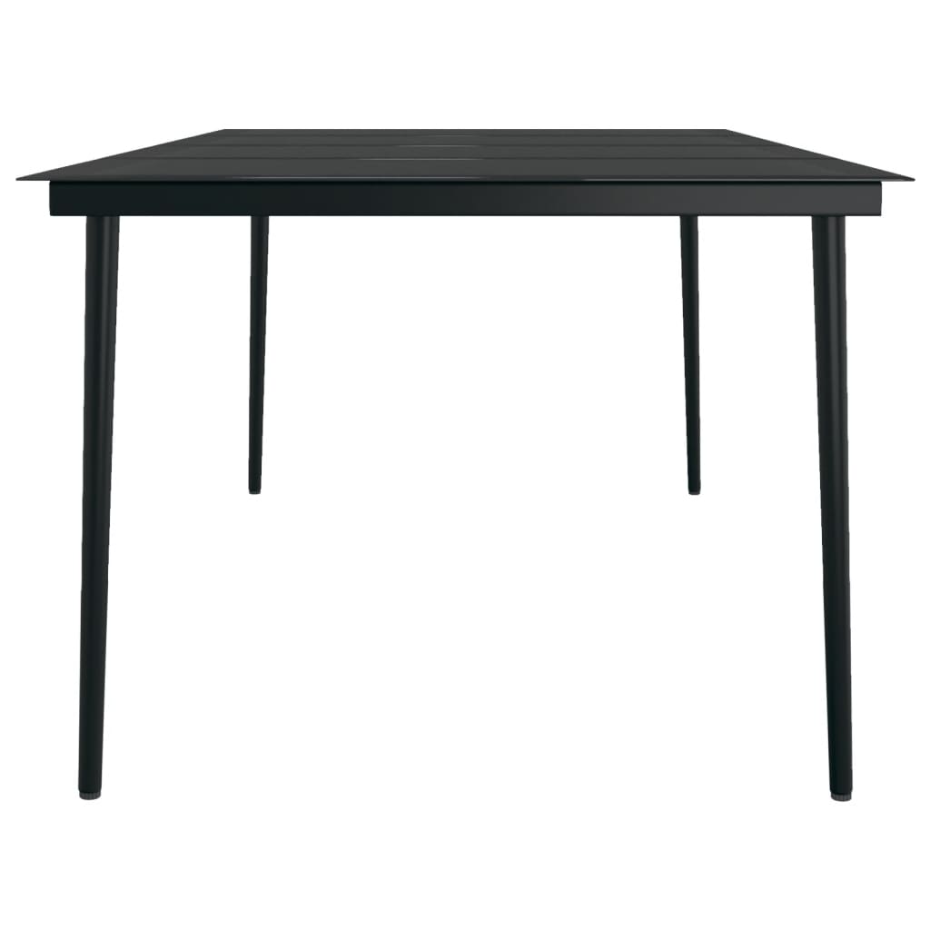 vidaXL Garden Dining Table Black 140x70x74 cm Steel and Glass