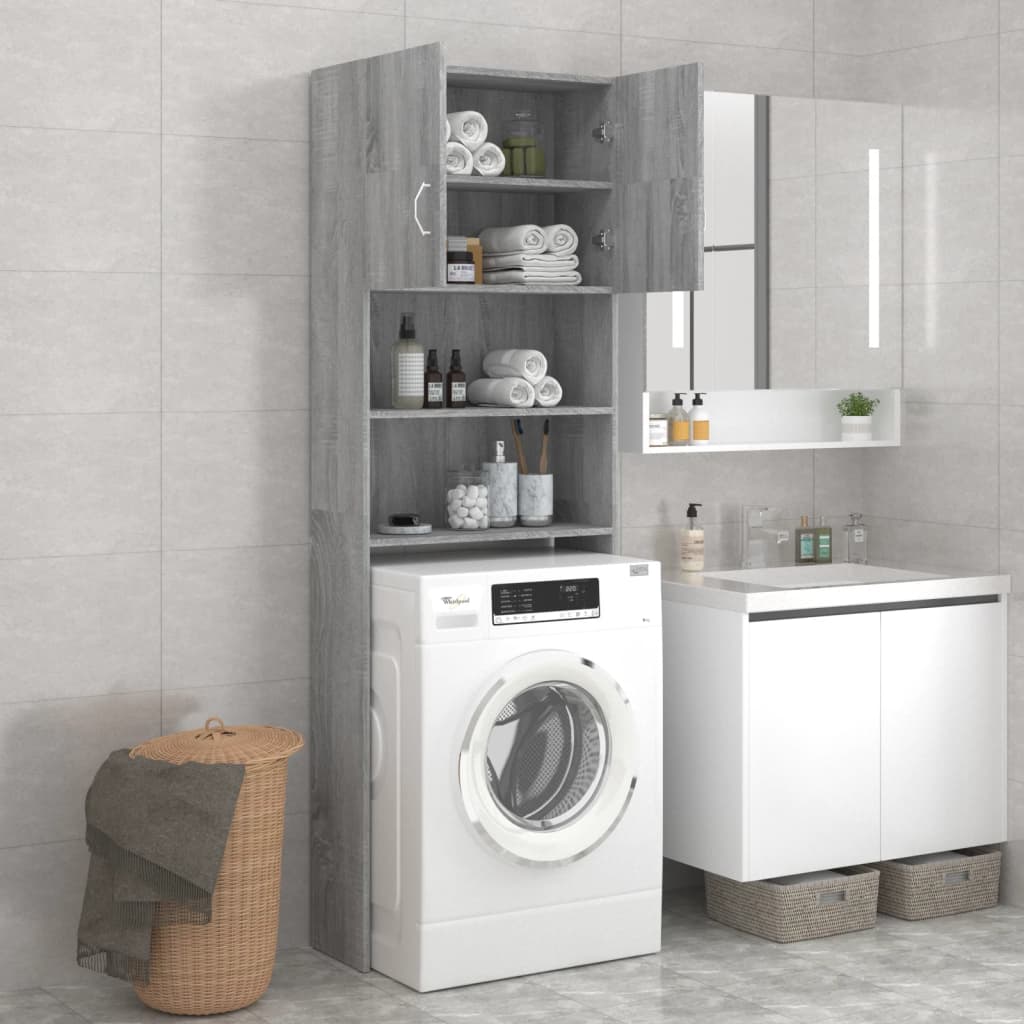 vidaXL Washing Machine Cabinet Grey Sonoma 64x25.5x190 cm