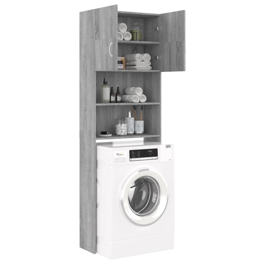 vidaXL Washing Machine Cabinet Grey Sonoma 64x25.5x190 cm