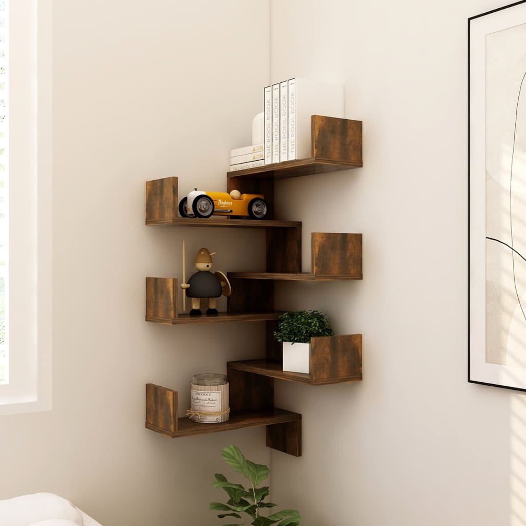 vidaXL Wall Corner Shelves 2 pcs Brown Oak 40x40x50 cm Engineered Wood