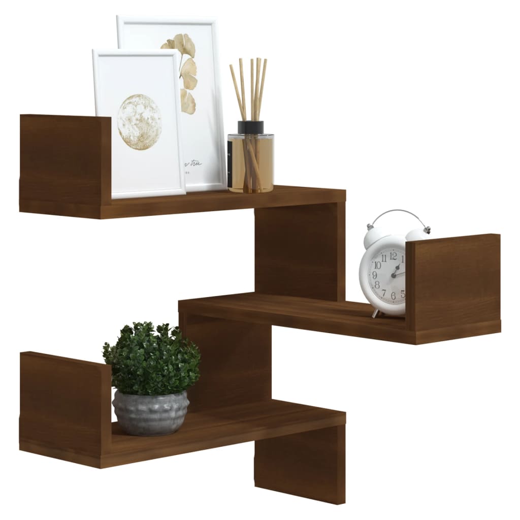 vidaXL Wall Corner Shelf Smoked Oak 40x40x50 cm Engineered Wood