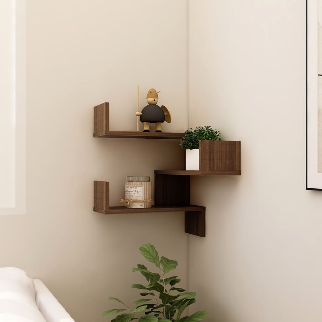 vidaXL Wall Corner Shelf Smoked Oak 40x40x50 cm Engineered Wood