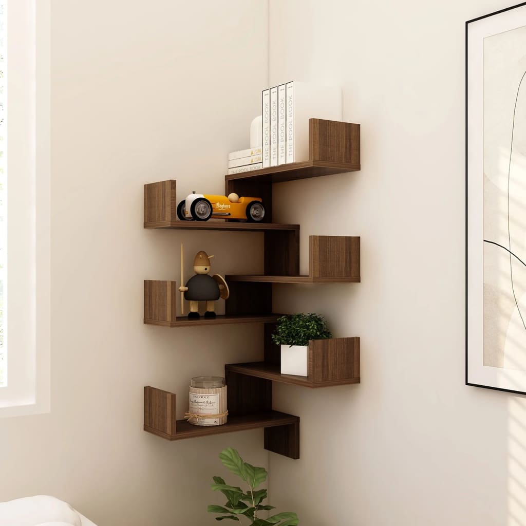 vidaXL Wall Corner Shelves 2 pcs Brown Oak 40x40x50 cm Engineered Wood