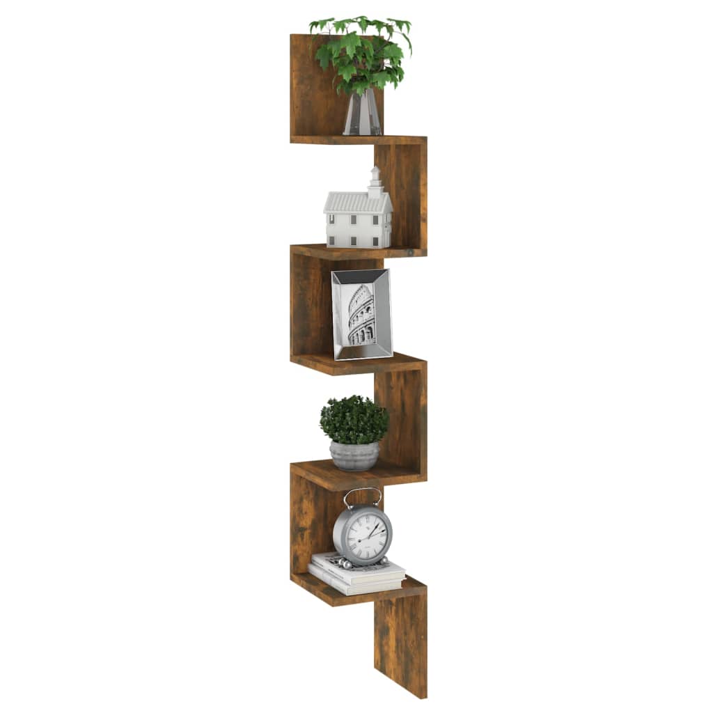 vidaXL Wall Corner Shelf Brown Oak 20x20x127.5 cm Engineered Wood