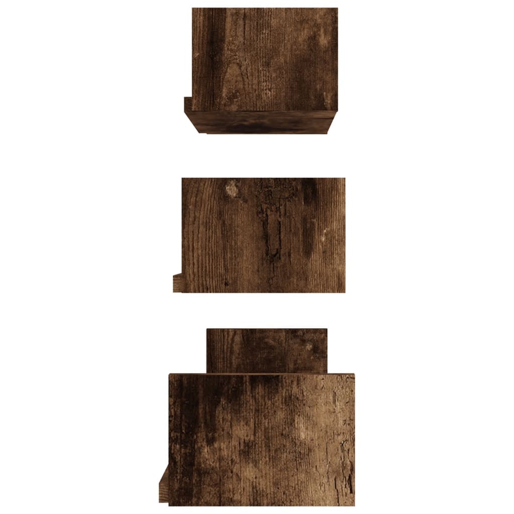 vidaXL Wall Display Shelves 3 pcs Smoked Oak Engineered Wood