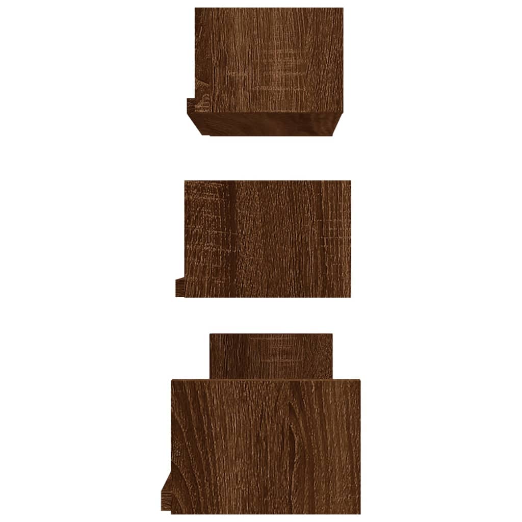 vidaXL Wall Display Shelves 3 pcs Smoked Oak Engineered Wood