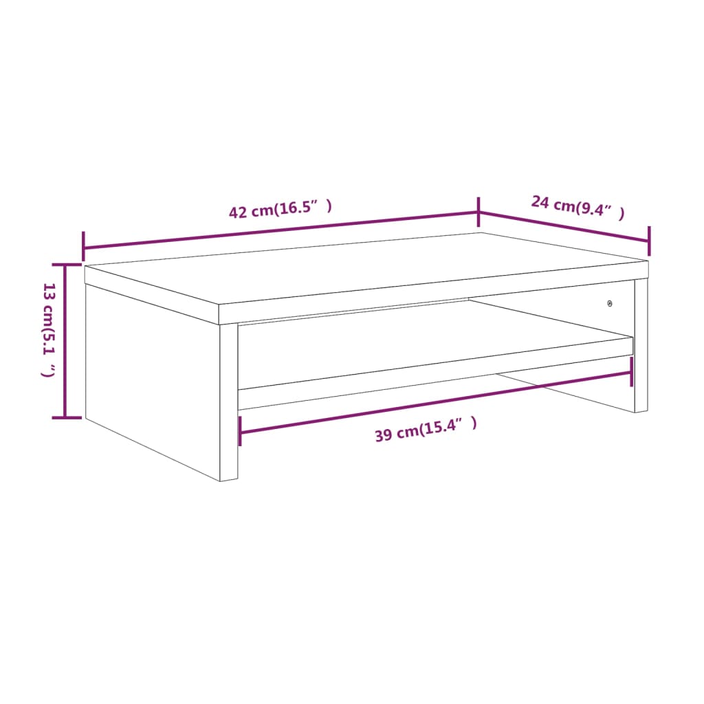 vidaXL Monitor Stand Smoked Oak 42x24x13 cm Engineered Wood