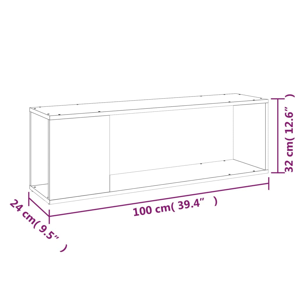 vidaXL TV Cabinet Smoked Oak 100x24x32 cm Engineered Wood